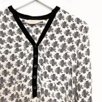 Anthropologie Vanessa Virginia Owl Novelty Print Henley Top Black Cream Size 2 Photo 1