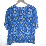 Robbie Bee Robbie Lee L Silk Blue Stained Glass Windsor Top Photo 0