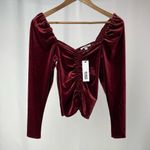 NWT BB Dakota by Steve Madden Velvet Ruched Top In Wine Size Extra Small Red Photo 0