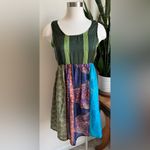 Boho Patchwork Silk Dress M/L Casual‎ Freedom Festival Mixed Print Blue Size M Photo 7