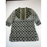 Gotta Chain Print Tunic Top Blouse‎ V Neck 3/4 Sleeve Black White Gray Size L Photo 4