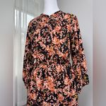 Collective Concepts Black & Orange Floral Print Long Sleeve Knee Length Dress Photo 2