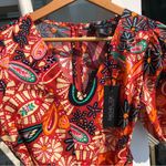 Rachel Zoe NEW Paisley Cotton Puff Sleeve Romper S Photo 2