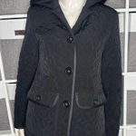 Esprit  Black Quilted Button Front Hooded Jacket Size Small Photo 0