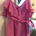 Pink Lily Ruffle Romper With Cold Shoulder Photo 0