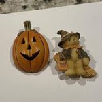 JACK Lot Of 2 Brooch Pins Fall / Autumn Halloween Holiday Boo Bear / O’ Lantern Photo 0