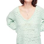 Free People Mint Green Crashing Waves Pullover Knit Sweater W-353 Size Small Photo 1