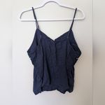Nordstrom Navy Blue Spaghetti Strap Linen Blend Top Sz L Photo 1