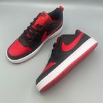Nike Court Borough Low 2 Big Kids' Shoes/color Black/White/University Red Photo 3