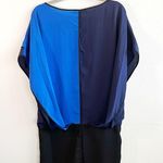 BCBGMAXAZRIA Dress Blue & Black Colorblock Bat Wing Sleeves Mini Dress Sz S GUC Photo 6