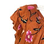 Universal Threads Universal Thread Burnt Orange Floral Ruffle Prairie Maxi Dress Photo 3