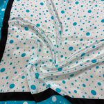 Vintage Turquoise Polka Dot Silk Square Scarf Blue White Black Unique Pattern Photo 9