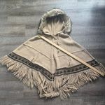 Lauren RL Alpaca Wool Hooded Faux Fur Poncho Sweater Fringe Gray Size undefined Photo 12