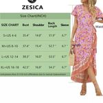 ZESICA WOMEN'S PINK ORANGE FLORAL PRINT WRAP DRESS BOHO BEACH FLOWY Size M Photo 4