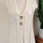 Vintage Eddie Bauer Cable Knit Sweater Vest – Wool Blend Shawl Collar large Photo 0