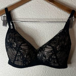 Soma  Black Beige Lace Lightly Lined Wireless Bra Adjustable Straps Mesh 32DD Photo 0