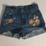 American Eagle Outfitters Embroidered Raw Hem Mom Short 0 Classic Boho Festival Photo 2