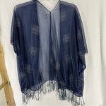 Blue Sparkle Wrap Shall Top Womens Large Photo 5