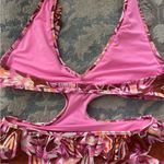 Aerie  Ruffle Halter One Piece Swimsuit L Desert Sand Photo 5