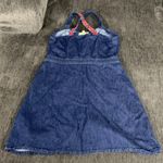 Global Desi 100% Cotton Denim Sundress with Embroidered Straps Size S Red Photo 3