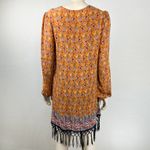 Xhilaration  Mustard and Navy‎ Fringe Hem Bohemian Paisley Print Dress Photo 3