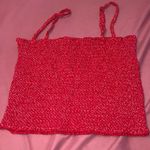 Brandy Melville Brandy Red Smocked Floral Tube Top Photo 0