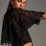 Anthropologie By  Women’s Victorian Lace Cutwork Blouse Top Boho in Black S Photo 2