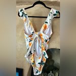 Cupshe Elegant Sunny Flower Ruffled Lace-Back One Piece Swimsuit EUC Photo 3