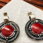 Chico's Chico’s Earrings Red Enameled Silver-tone Post Photo 2
