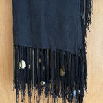 Echo New York 100%‎ linen Shawl W/ Tassels Black One Size Photo 0