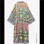 ZARA Boho Print Satin Belted Kimono Robe Dress Size M NEW Photo 12