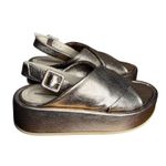 Paloma Barcelo Free People Sima Slingback Sandal Gold Leather Flatform Size 7.5 Photo 6