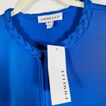 Emmelle Blue Silk Braided Neck Tie Cape Jacket Med Photo 5