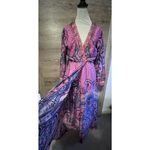 Vintage maxi dress sz M vacation resort Cleopatra Pink Long V Neck Size M Photo 3