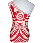 Commsense Orange Cream One Shoulder Abstract Print One Piece Swimsuit XS Beach Photo 2