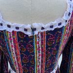 Vintage 70s flannel Gunne style prairie dress Moody Paisley Stripe Blue Size M Photo 5