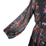 Reba Medium Midi Dress Paisley Long Balloon Sleeve Embroidered Lined Tasseled Black Photo 2