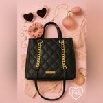 Betsey Johnson Black Quilted Tote with Gold Accents Photo 1