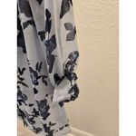 Candie's ​ Y2K Blue Floral Sheer Button-Up Blouse Top M Roll Tab Sleeve Fairycore Photo 5