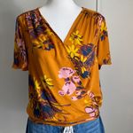 Anthropologie Tiny by Women Surplice Wrap Floral Print Split Flutter Sleeve Top Photo 0
