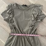 Doe & Rae Striped Ruffle Sleeve Mini Dress Tan White Short Sleeve Pockets S Photo 6