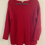 J. Jill Ruby Red Braided Knit So Soft Sweater Womens Size Medium Photo 0