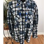 Ana Women Top L Plaid Tie Die Long Sleeve Button Up Collared Y2K Dark Academia Size L Photo 1