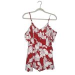 J.O.A. Akela Red Floral Print Skort Dress Romper Size Small Off-the-Shoulder Photo 1