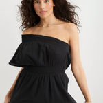 Aerie ‎ Black One Shoulder Mini Dress Sz S Boho Ruffle Festival Coastal Beach Photo 0
