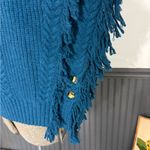 St. John  100% Wool Fringe Poncho with Functional Buttons ~ Size Large 🧡🍄 Photo 3