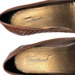 Vintage 80s 90s Trotters Women's 6M Brown Woven Leather Heels Made in USA Size 6 Photo 5