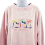Vintage Gulf Shores Alabama Embroidered Tropical Terry Cloth Pastel Sweatshirt Pink Size M Photo 2