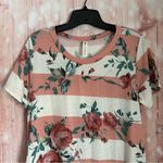 Vanilla Bay  Pink Floral White Striped French
Terry Knee Length Dress Photo 3