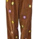 Urban Outfitters Corduroy Floral Embroidered High Rise Straight Trousers Pants M Photo 0